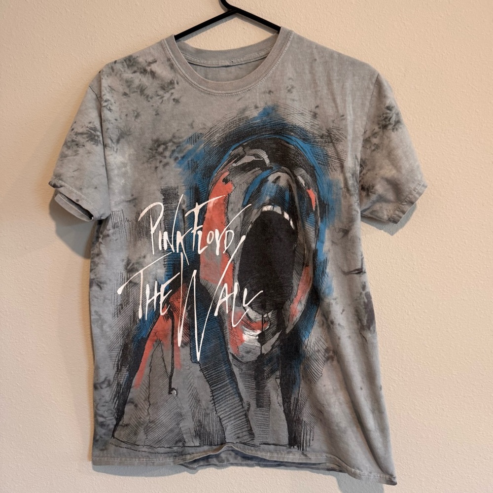 Pink Floyd Short Sleeve Graphic Tee with Multicolor Scream Design - Gray